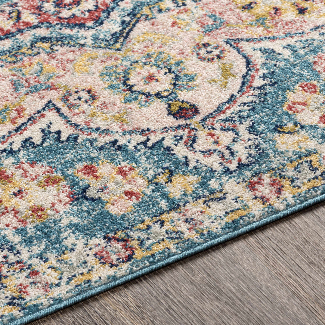 Sharnbrook Traditional Style Pink And Blue Area Rug