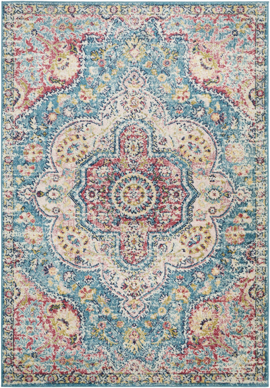 Sharnbrook Traditional Style Pink And Blue Area Rug - The Rug Decor