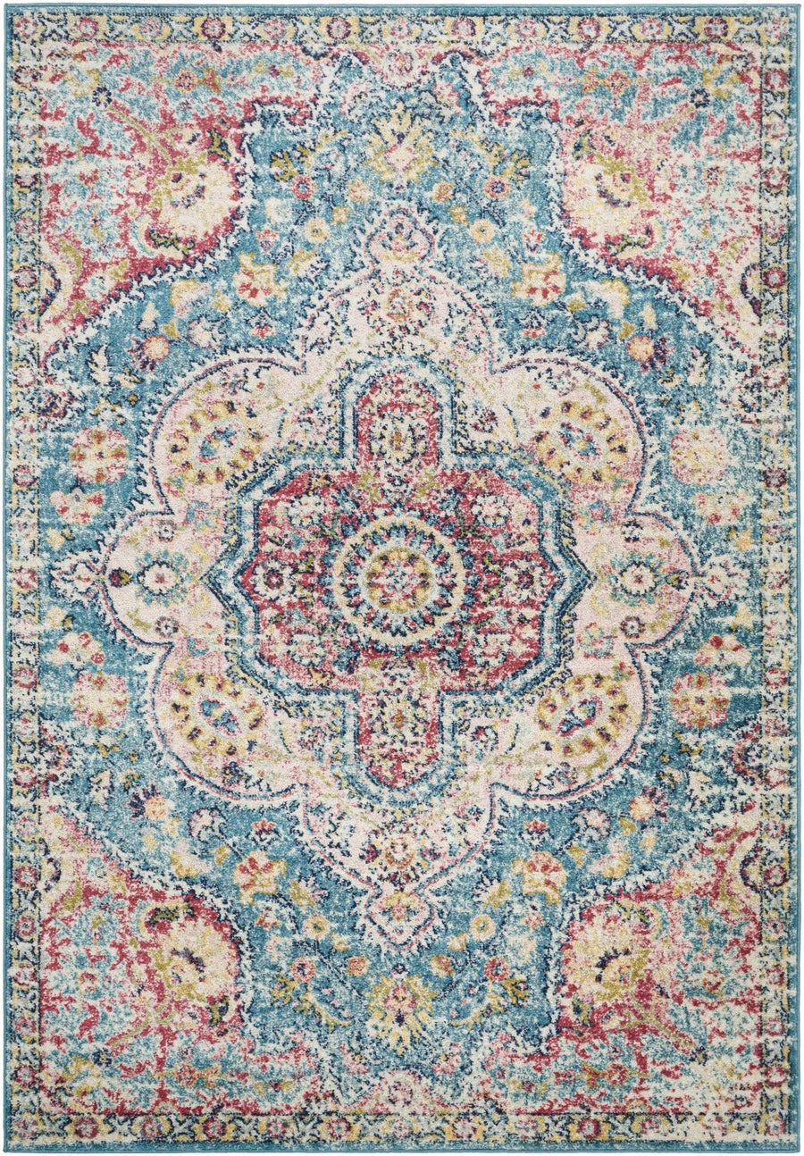 Sharnbrook Traditional Style Pink And Blue Area Rug - The Rug Decor