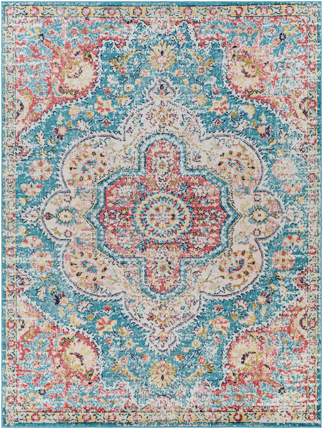Sharnbrook Traditional Style Pink And Blue Area Rug - The Rug Decor