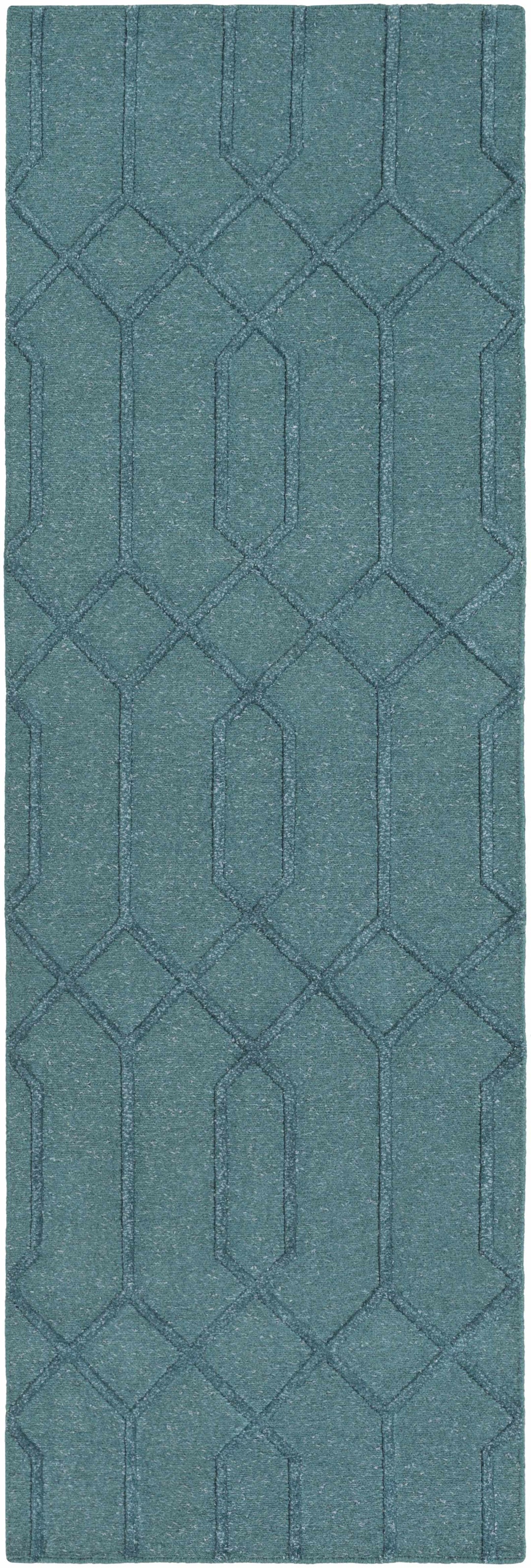 Sharps Teal Modern Style Hand Knotted Wool Area Rug