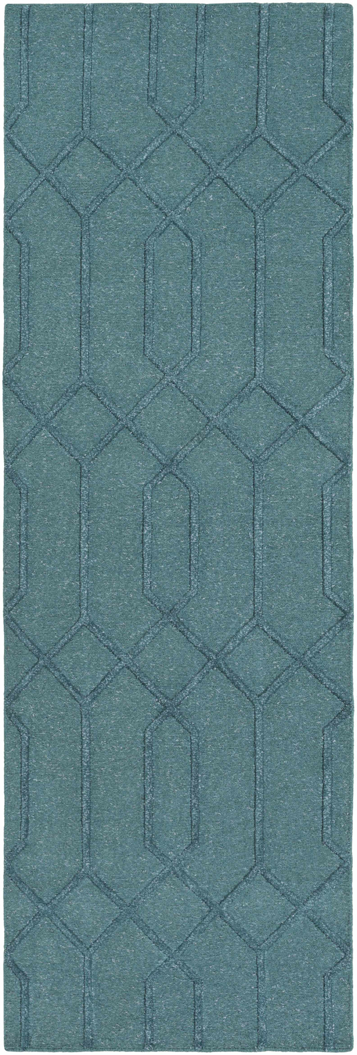 Sharps Teal Modern Style Hand Knotted Wool Area Rug