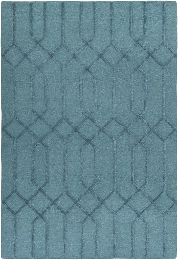 Sharps Teal Modern Style Hand Knotted Wool Area Rug