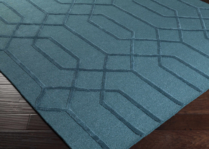 Sharps Teal Modern Style Hand Knotted Wool Area Rug