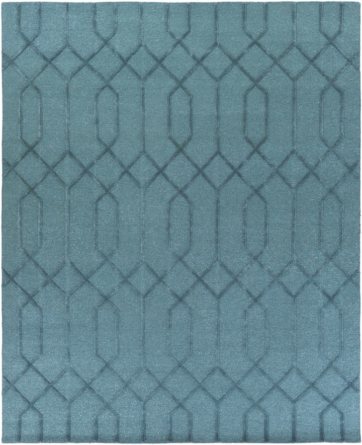 Sharps Teal Modern Style Hand Knotted Wool Area Rug