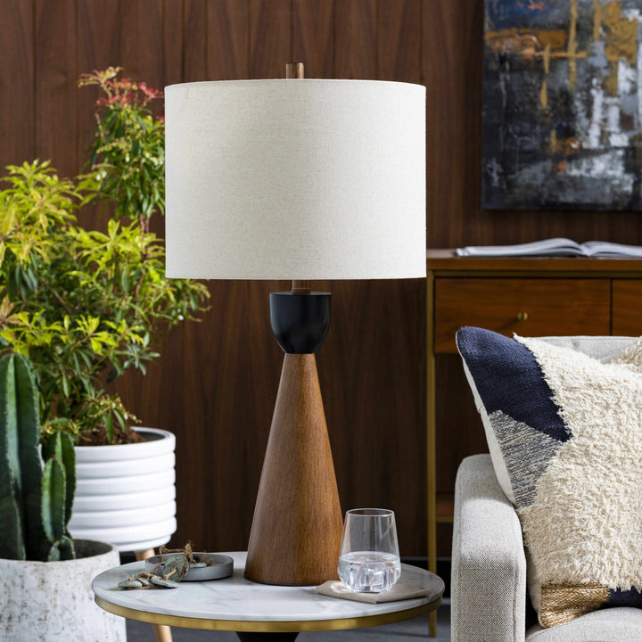 Shchastya Dark Red Resin Table Lamp | Contemporary Accent Lighting - The Rug Decor