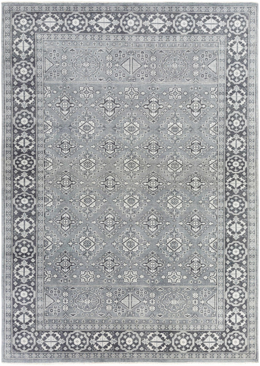 Sherwood Traditional Style Gray Hand Knotted Wool Area Rug - The Rug Decor