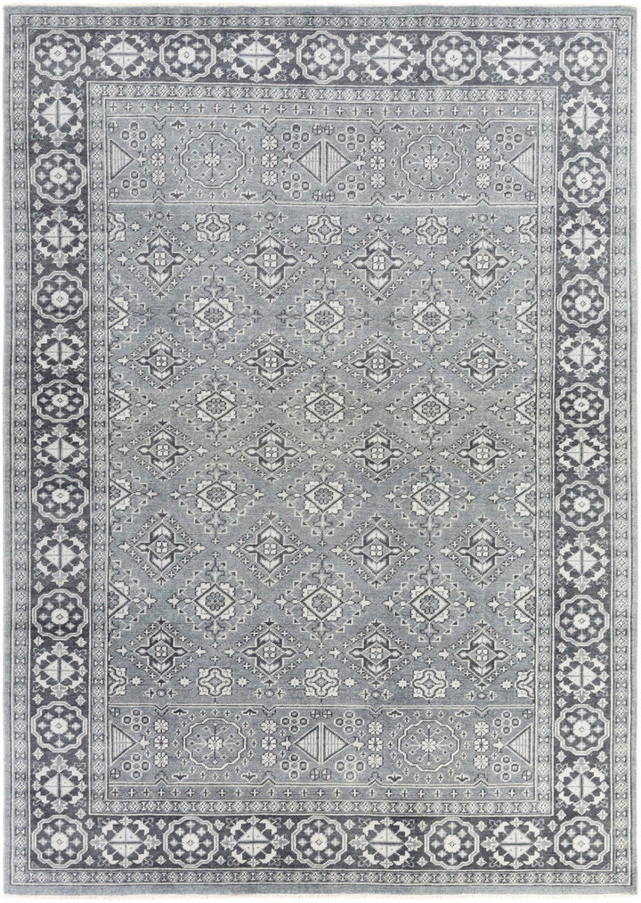 Sherwood Traditional Style Gray Hand Knotted Wool Area Rug - The Rug Decor