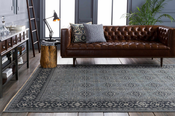 Sherwood Traditional Style Gray Hand Knotted Wool Area Rug - The Rug Decor