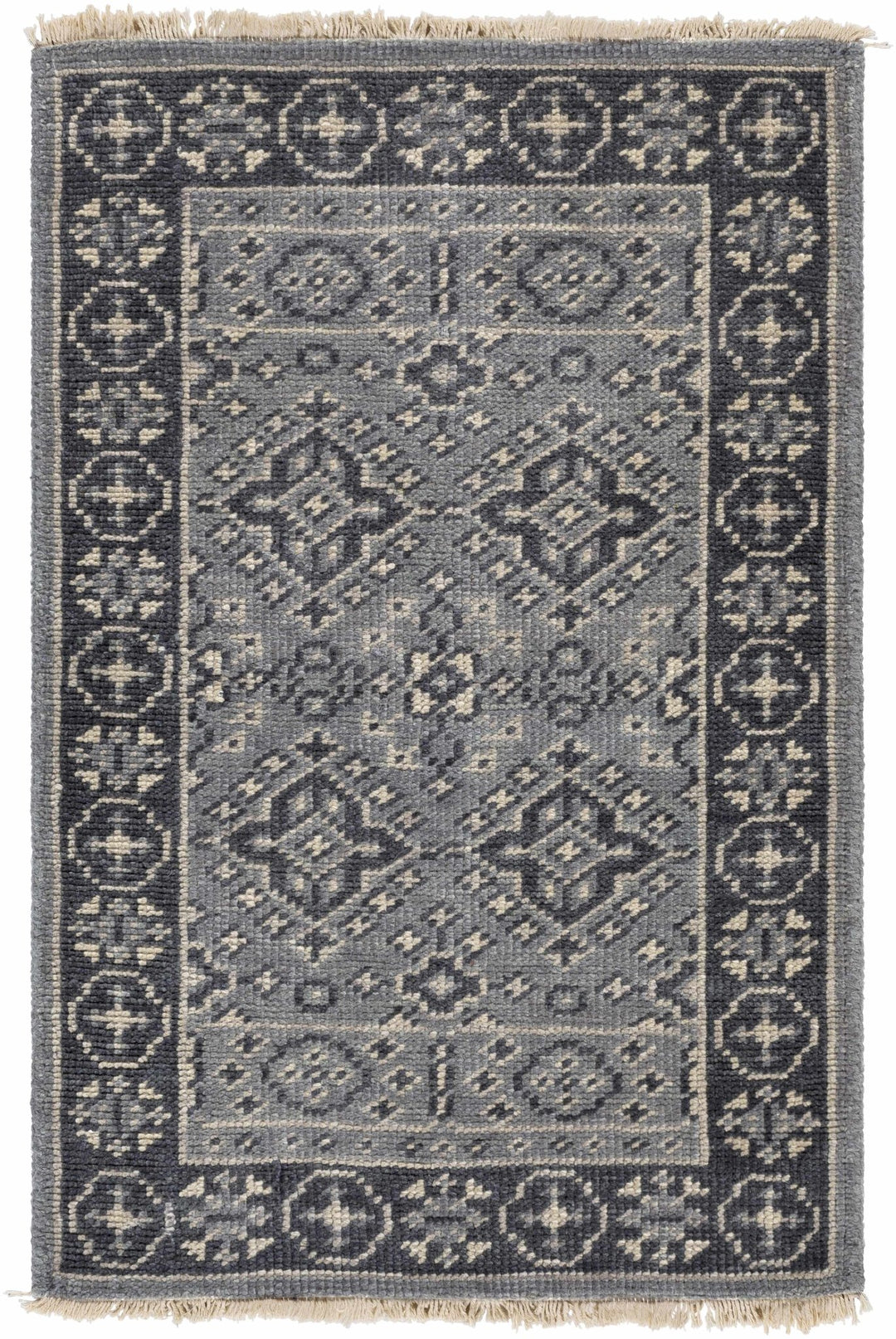 Sherwood Traditional Style Gray Hand Knotted Wool Area Rug - The Rug Decor