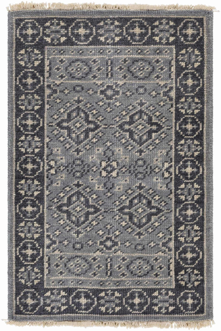 Sherwood Traditional Style Gray Hand Knotted Wool Area Rug - The Rug Decor