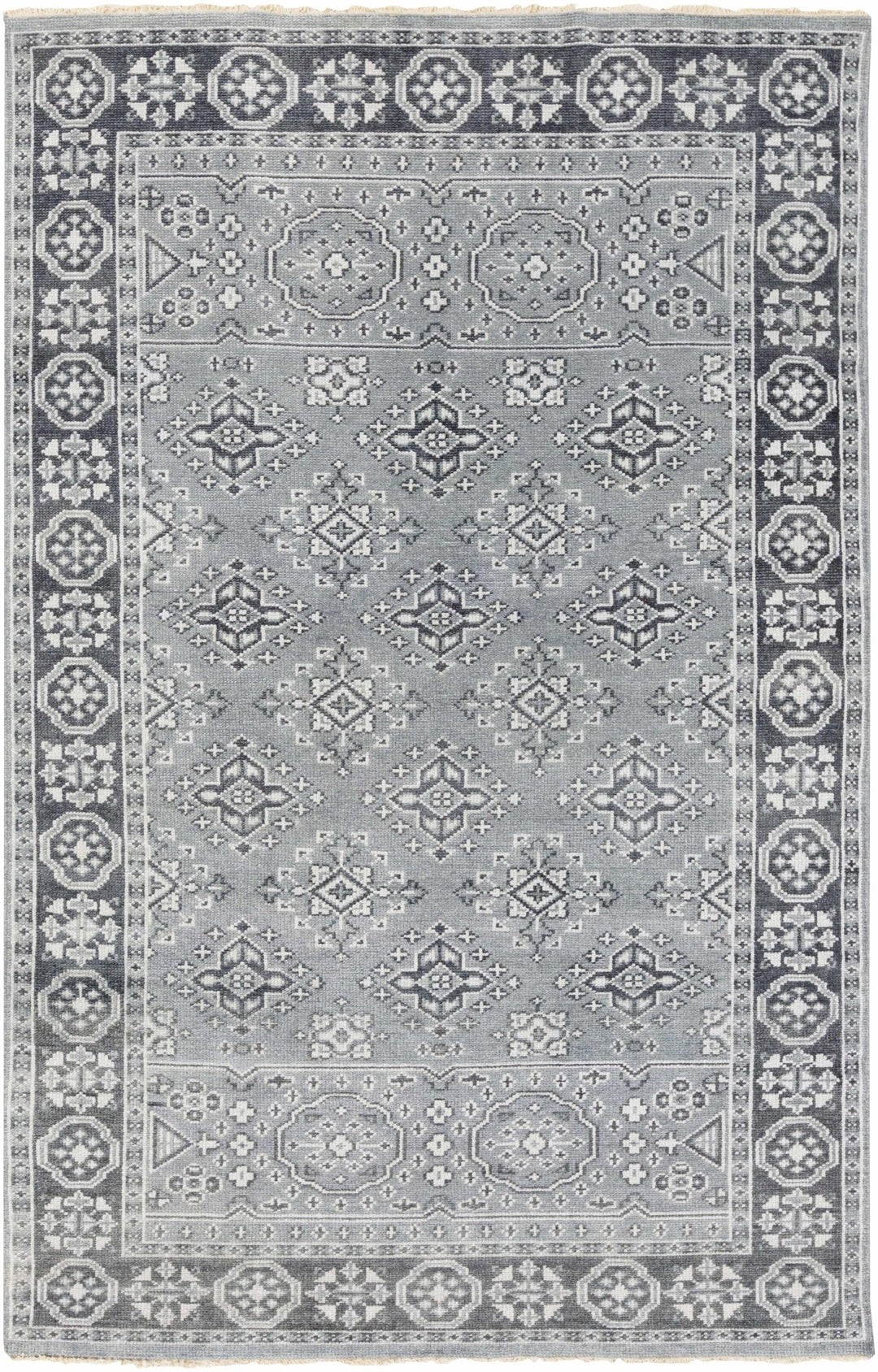 Sherwood Traditional Style Gray Hand Knotted Wool Area Rug - The Rug Decor