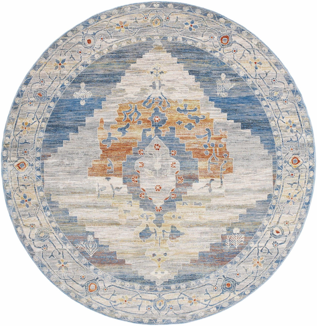 Shin Traditional Style Blue And Beige Area Rug - The Rug Decor
