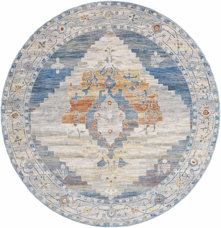 Shin Traditional Style Blue And Beige Area Rug - The Rug Decor