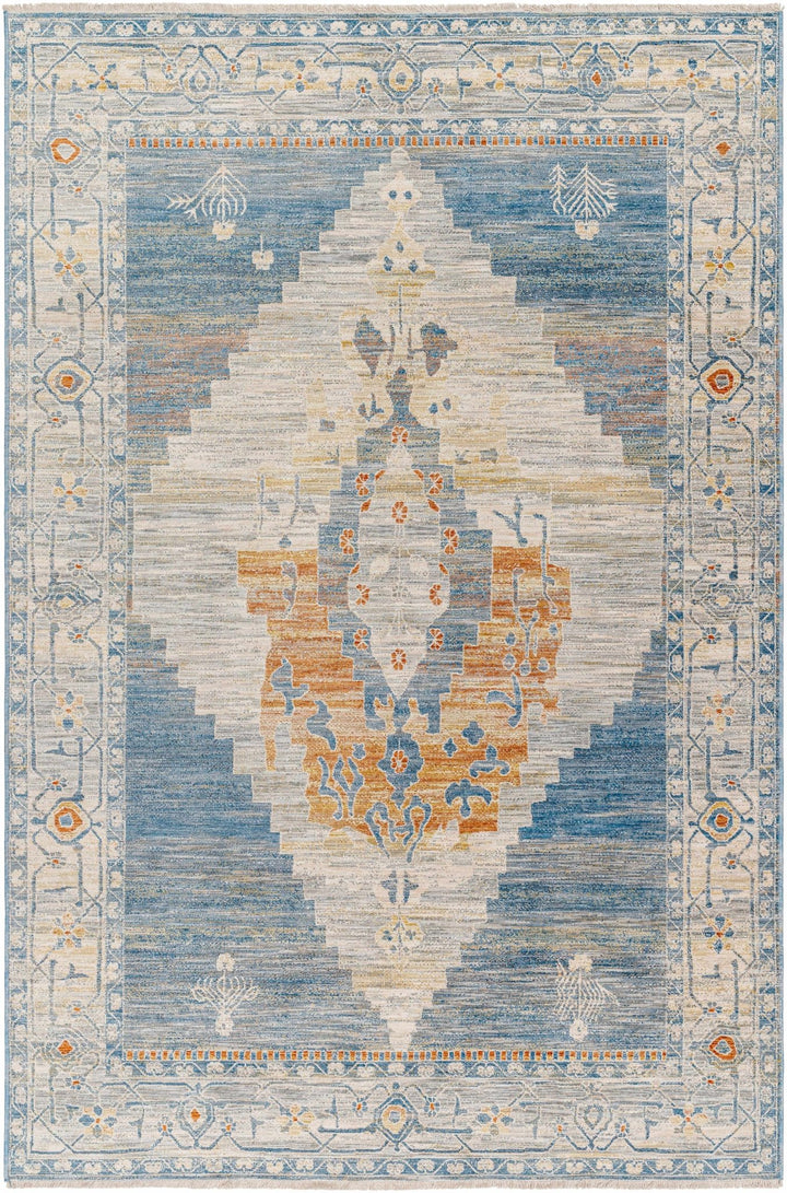 Shin Traditional Style Blue And Beige Area Rug - The Rug Decor