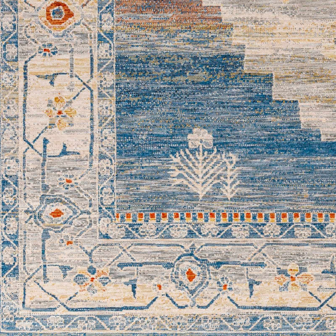 Shin Traditional Style Blue And Beige Area Rug - The Rug Decor