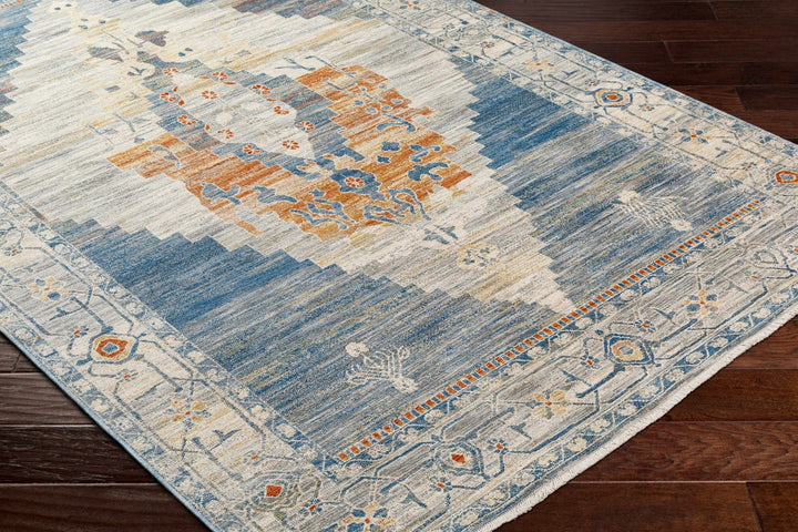 Shin Traditional Style Blue And Beige Area Rug - The Rug Decor