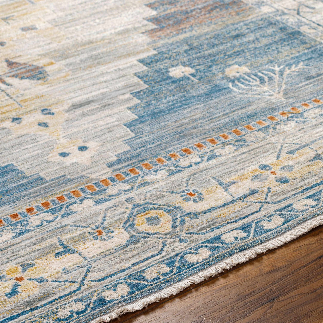 Shin Traditional Style Blue And Beige Area Rug - The Rug Decor
