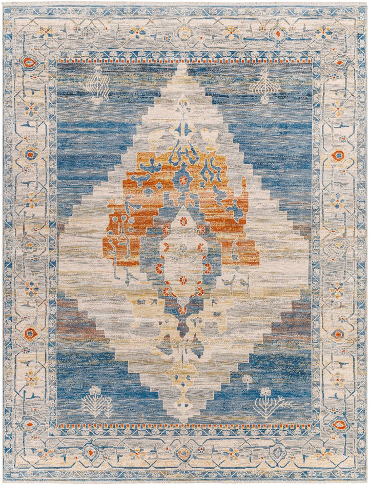 Shin Traditional Style Blue And Beige Area Rug - The Rug Decor