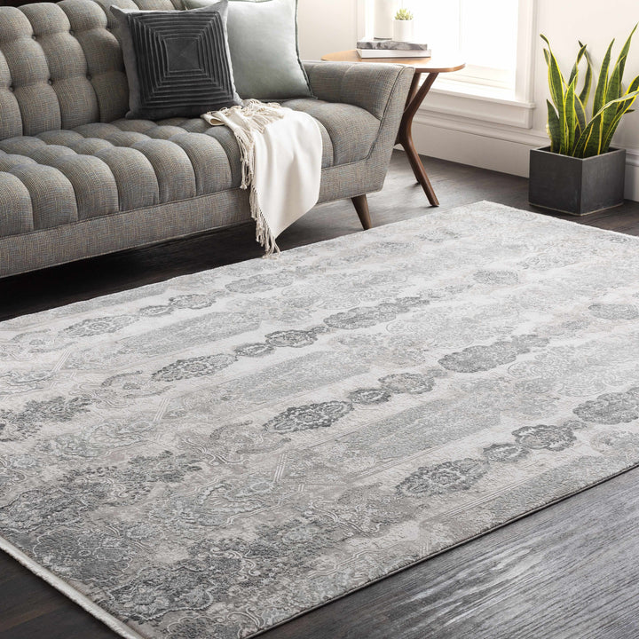 Shipdham Modern Style Gray And Ivory Area Rug