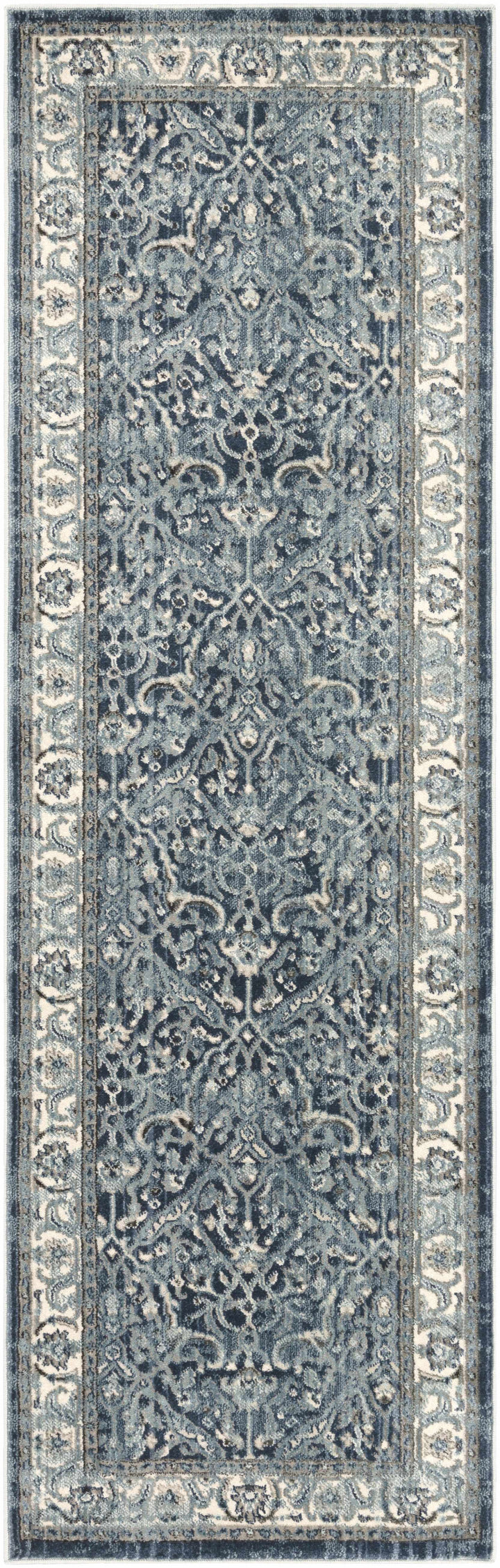 Shokan Traditional Medallion Design Ivory And Blue Area Rug