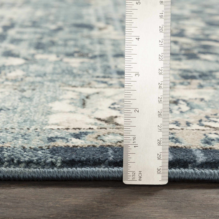 Shokan Traditional Medallion Design Ivory And Blue Area Rug