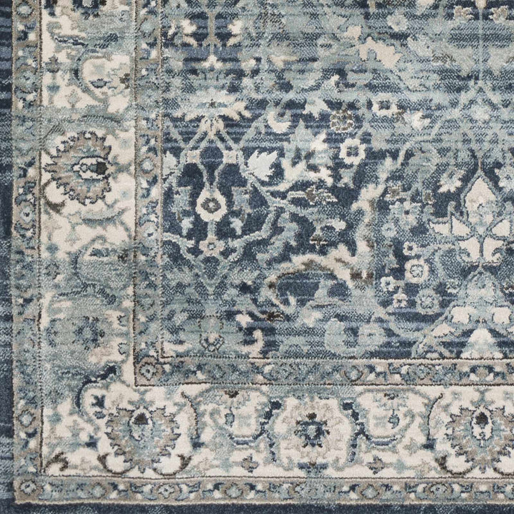 Shokan Traditional Medallion Design Ivory And Blue Area Rug