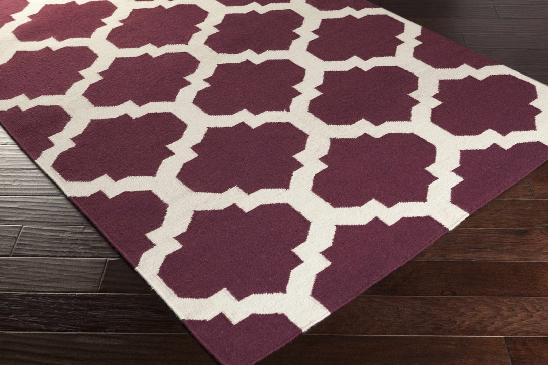 Shotton Contemporary Style Purple Hand Woven Wool Area Rug