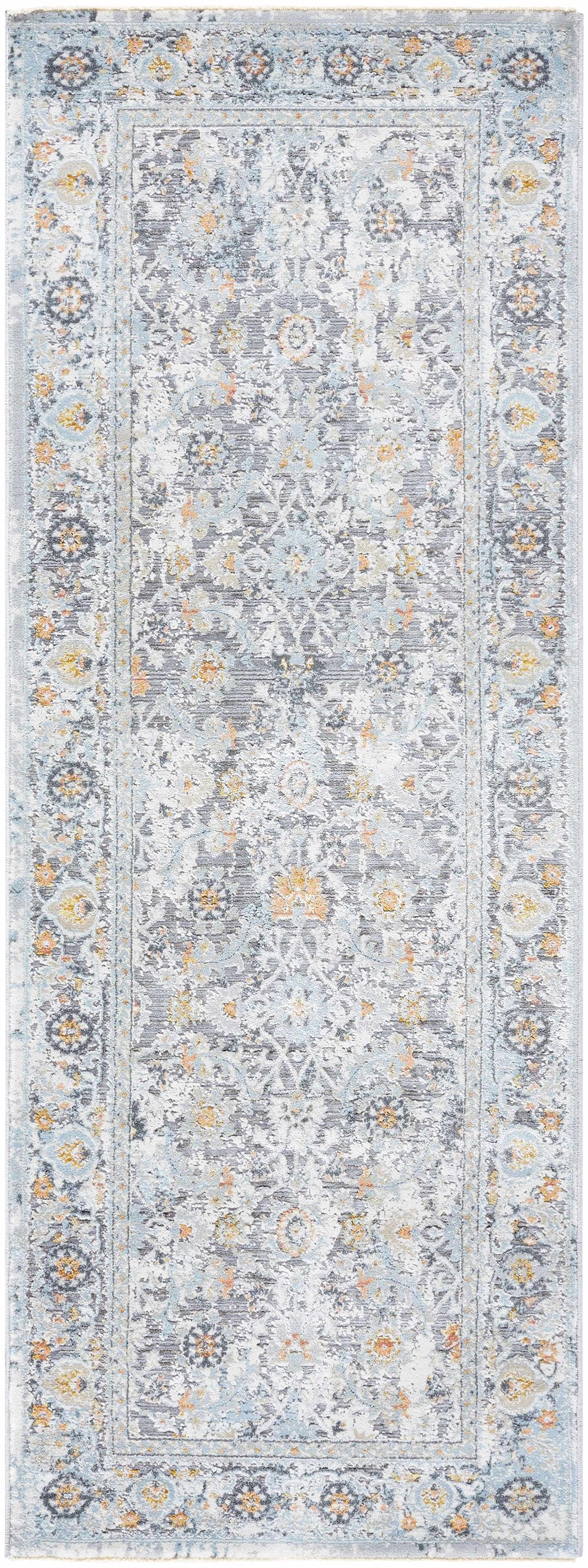 Finn Traditional Style Silver & Blue Area Rug