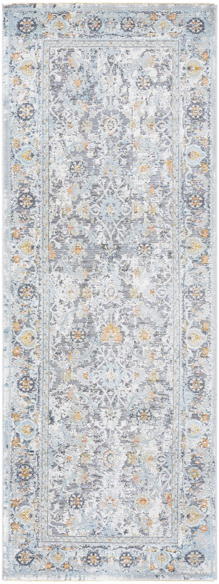 Finn Traditional Style Silver & Blue Area Rug