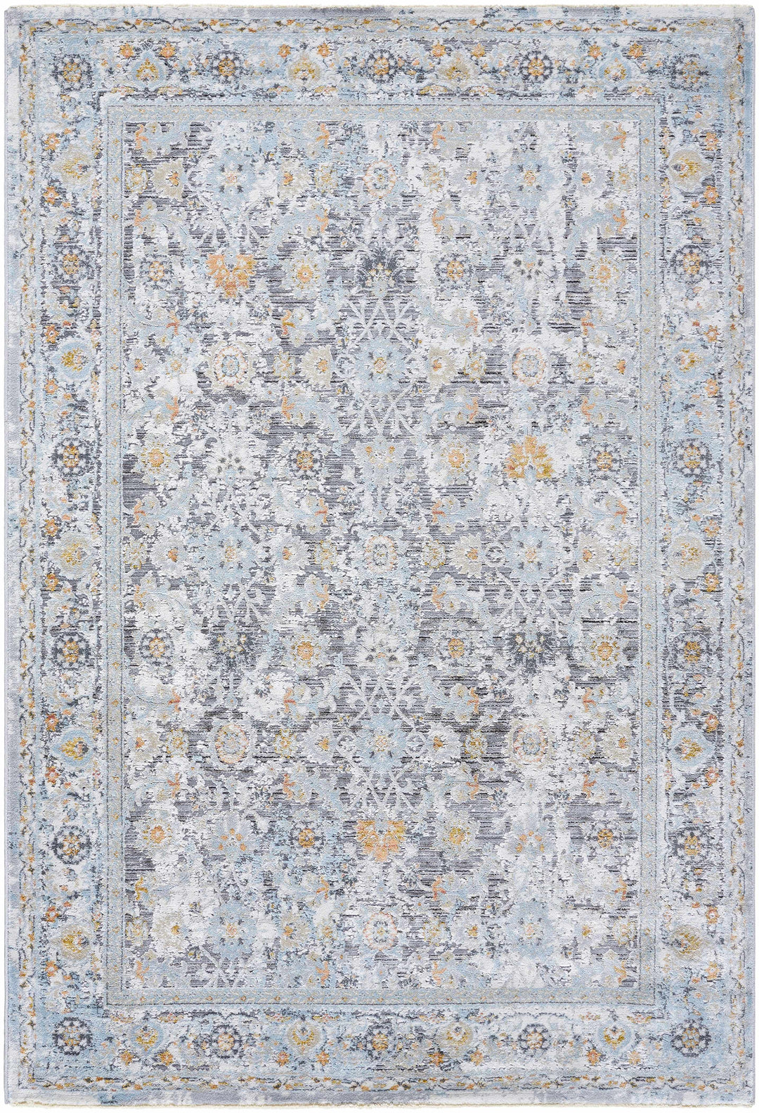 Finn Traditional Style Silver & Blue Area Rug