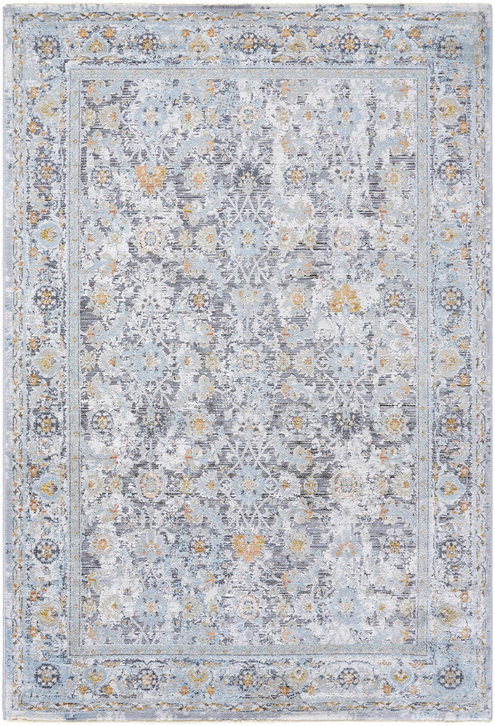 Finn Traditional Style Silver & Blue Area Rug