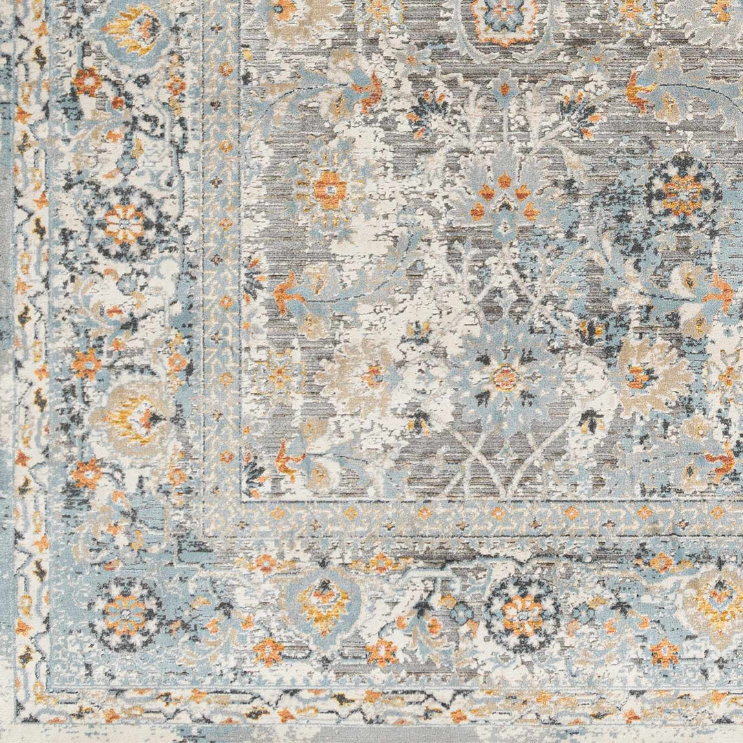 Finn Traditional Style Silver & Blue Area Rug
