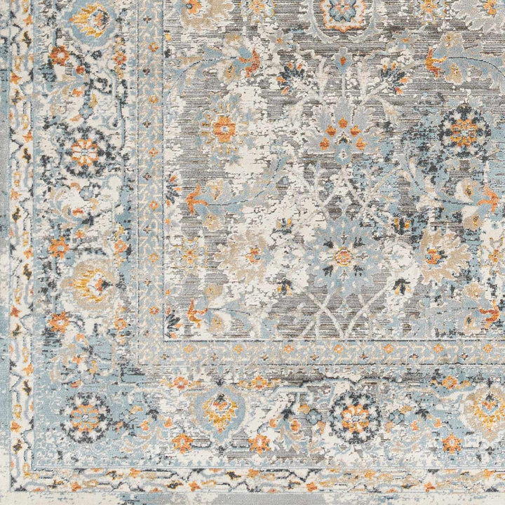 Finn Traditional Style Silver & Blue Area Rug