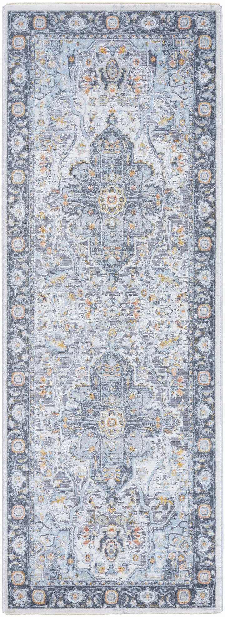 Hovan Traditional Medallion Design Ivory And Gray Area Rug