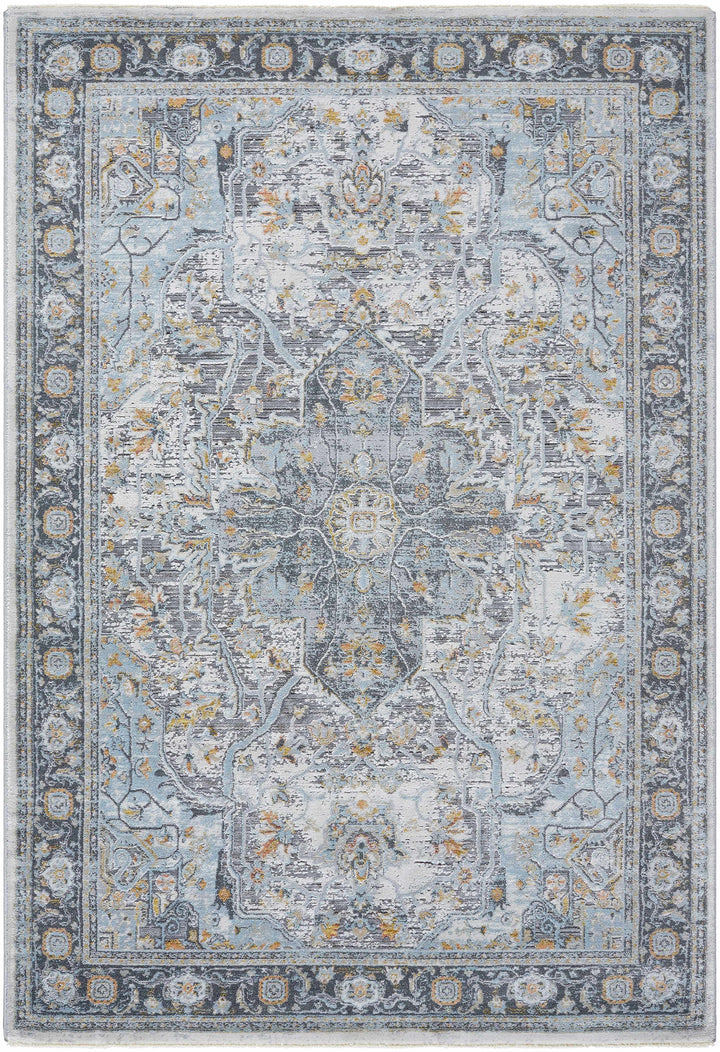 Hovan Traditional Medallion Design Ivory And Gray Area Rug
