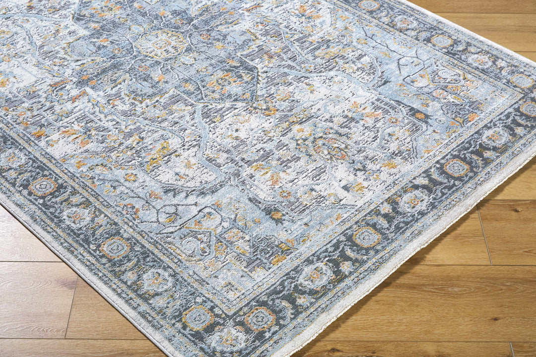 Hovan Traditional Medallion Design Ivory And Gray Area Rug