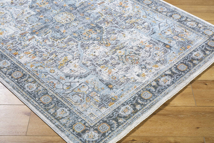 Hovan Traditional Medallion Design Ivory And Gray Area Rug
