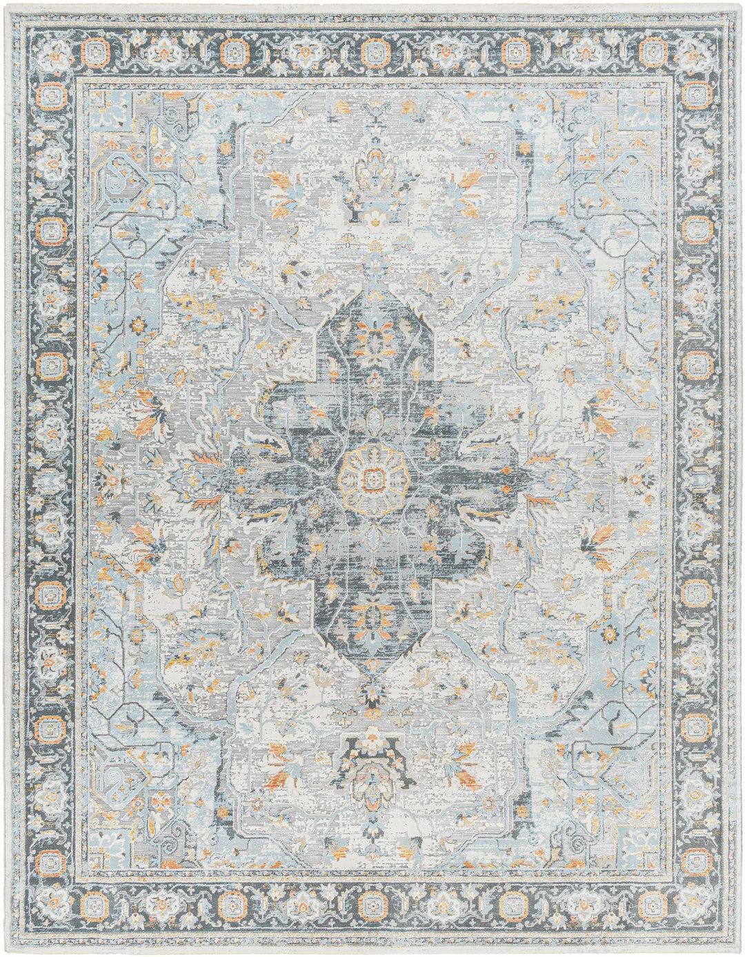 Hovan Traditional Medallion Design Ivory And Gray Area Rug