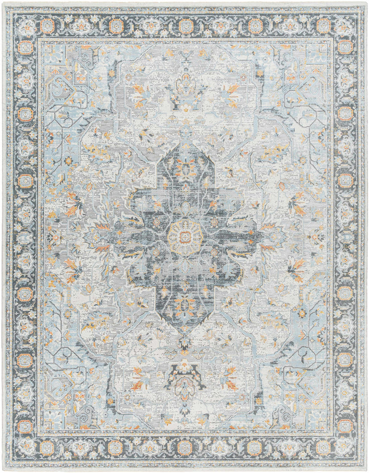 Hovan Traditional Medallion Design Ivory And Gray Area Rug