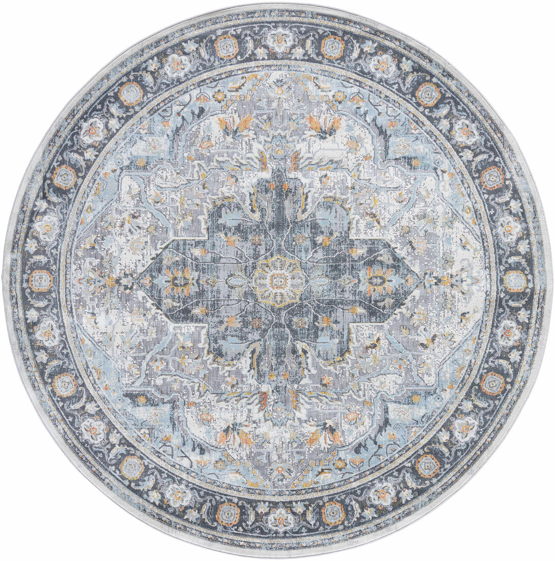 Hovan Traditional Medallion Design Ivory And Gray Area Rug