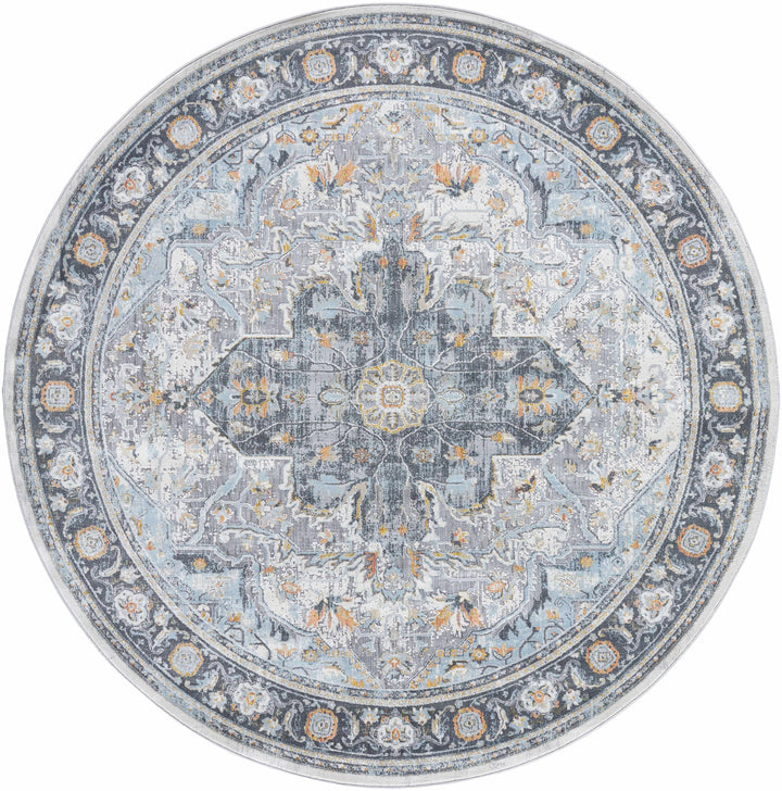 Hovan Traditional Medallion Design Ivory And Gray Area Rug