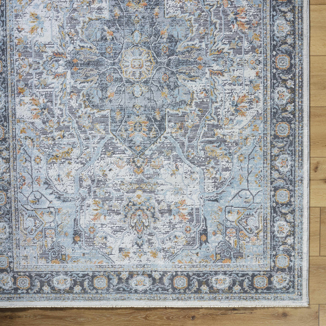 Hovan Traditional Medallion Design Ivory And Gray Area Rug