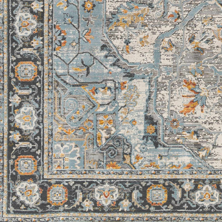 Hovan Traditional Medallion Design Ivory And Gray Area Rug
