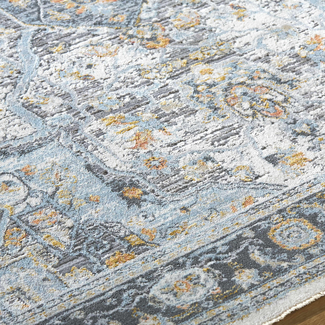 Hovan Traditional Medallion Design Ivory And Gray Area Rug