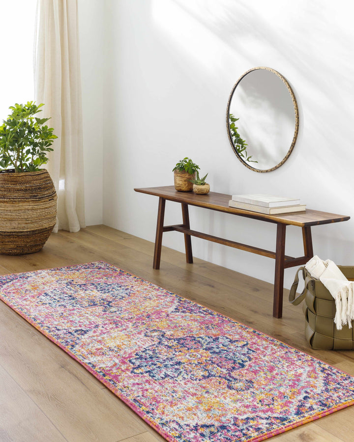 Shueyville Traditional Style Pink And Blue Area Rug