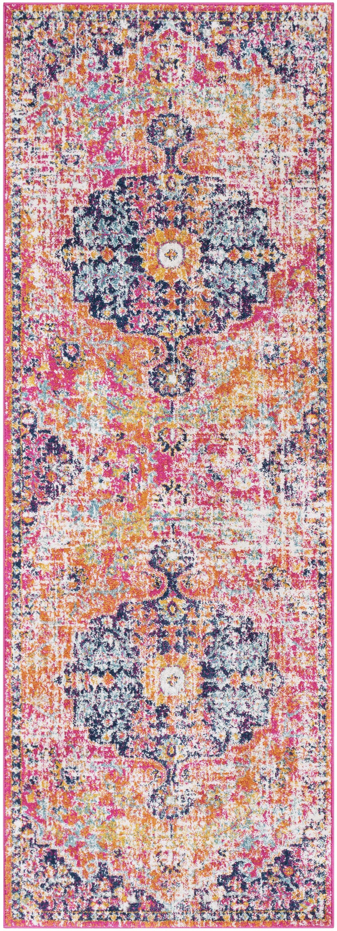 Shueyville Traditional Style Pink And Blue Area Rug