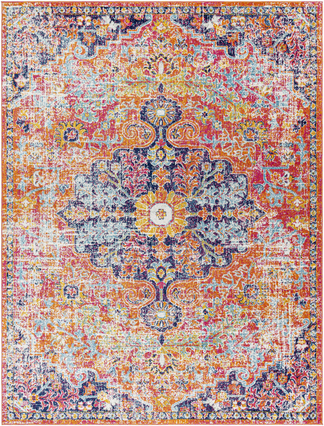 Shueyville Traditional Style Pink And Blue Area Rug