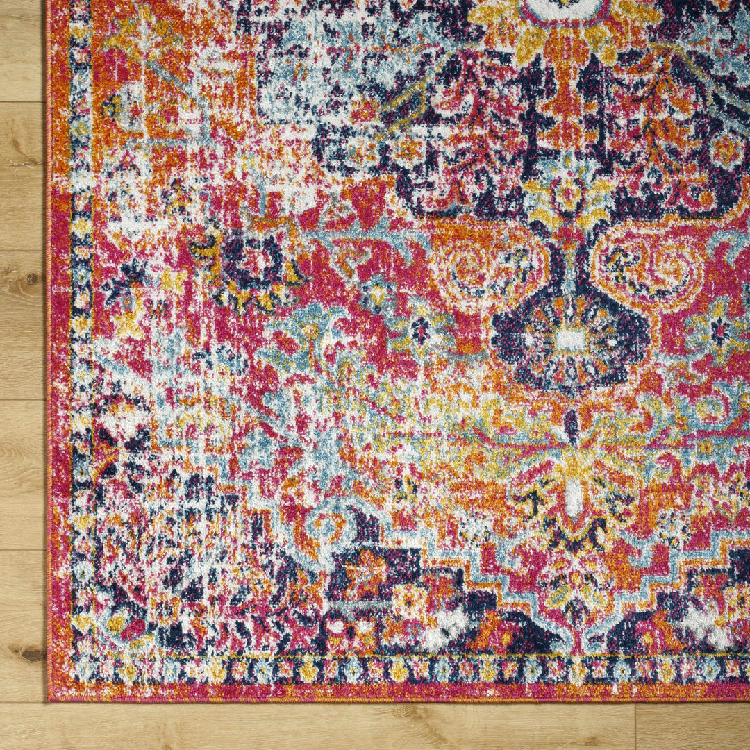 Shueyville Traditional Style Pink And Blue Area Rug