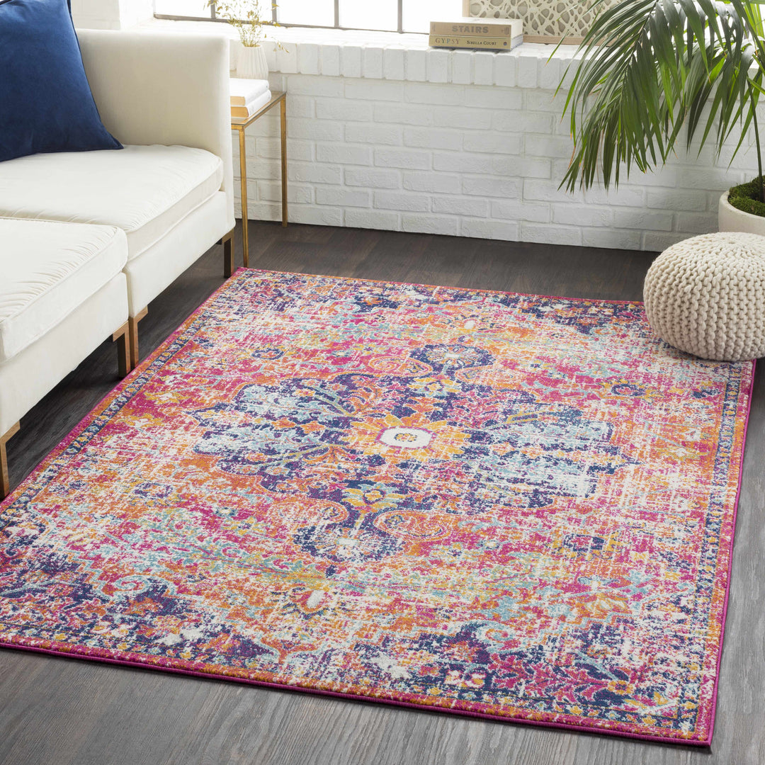 Shueyville Traditional Style Pink And Blue Area Rug